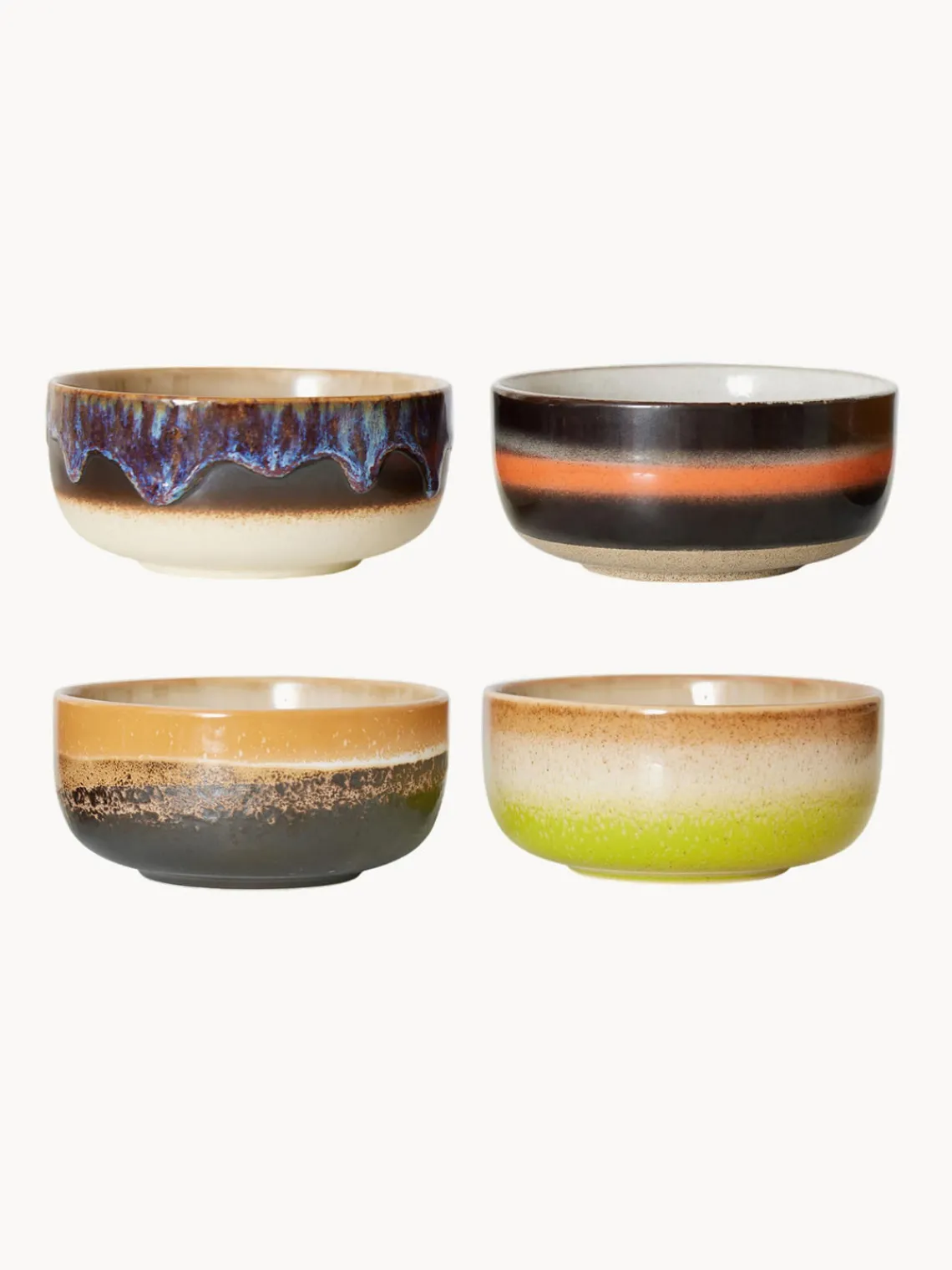 Online HKLIVING Petits plats en grès faits main 70's, 4 élém. Design 1