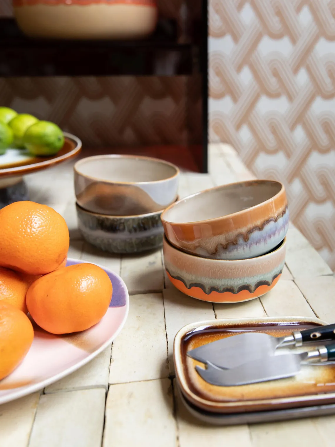 Online HKLIVING Petits plats en grès faits main 70's, 4 élém. Design 3
