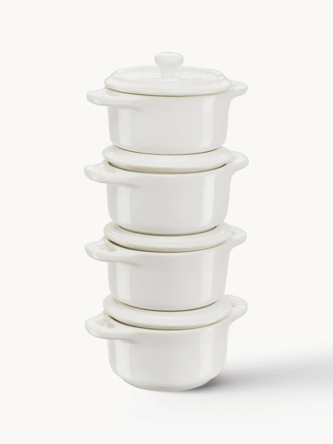 Hot Staub Petits pots Mini Cocotte, 4 pièces Blanc