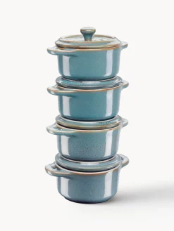 Fashion Staub Petits pots Mini Cocotte, 4 pièces Bleu pétrole