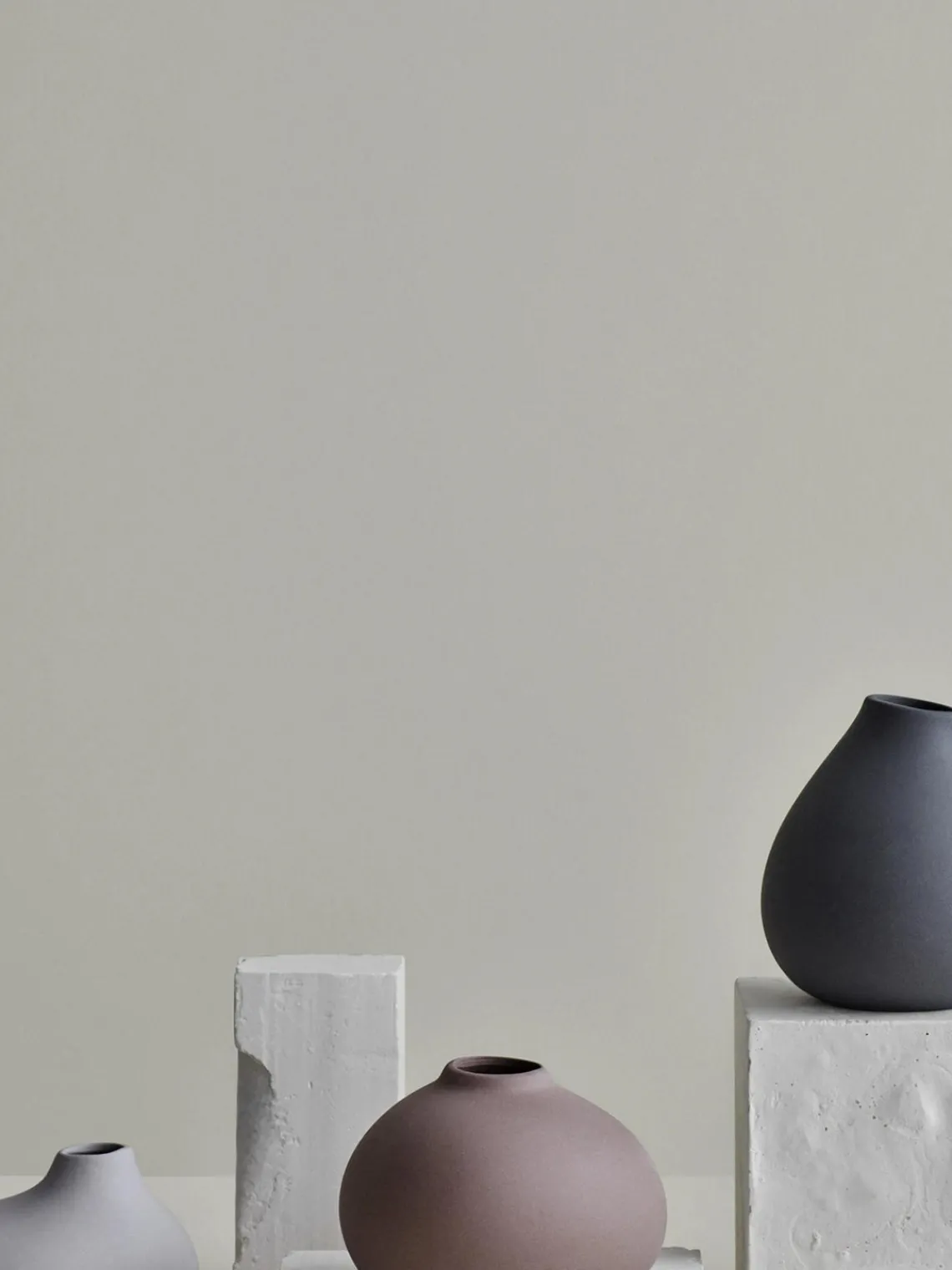 Discount blomus Petits vases en porcelaine Nona, 3 élém. Gris foncé