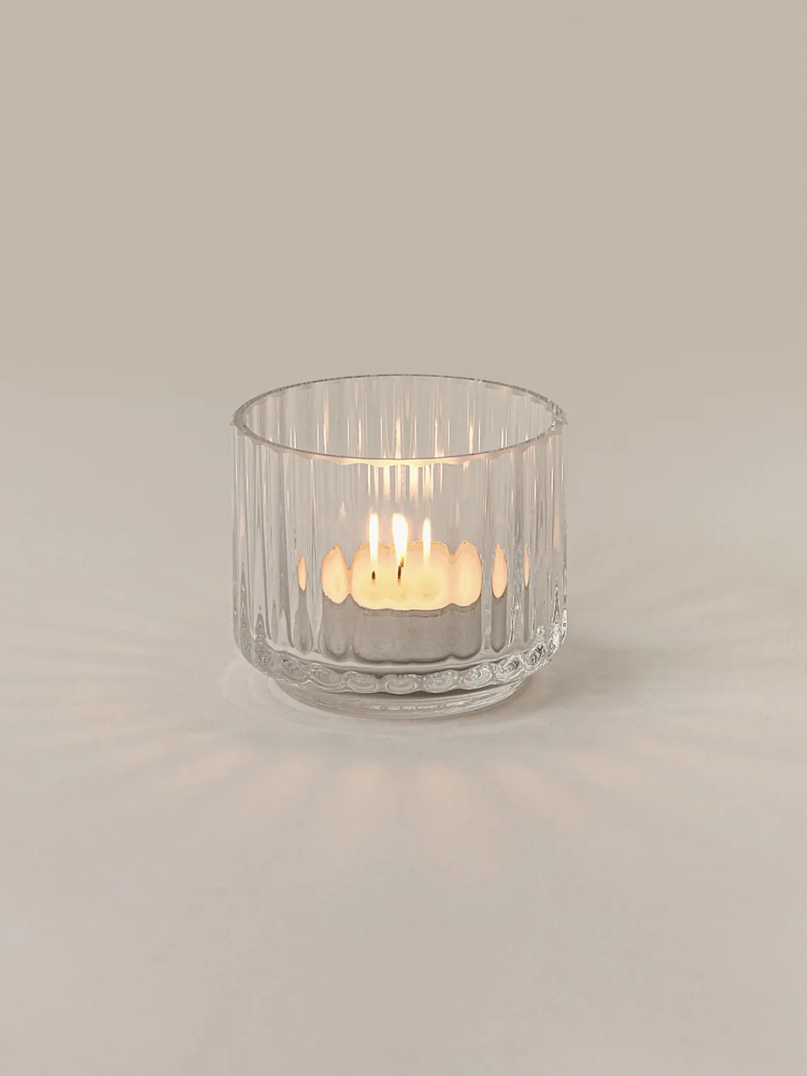 Best Lyngby Porcelaen Photophore en verre soufflé bouche strié Lyngby