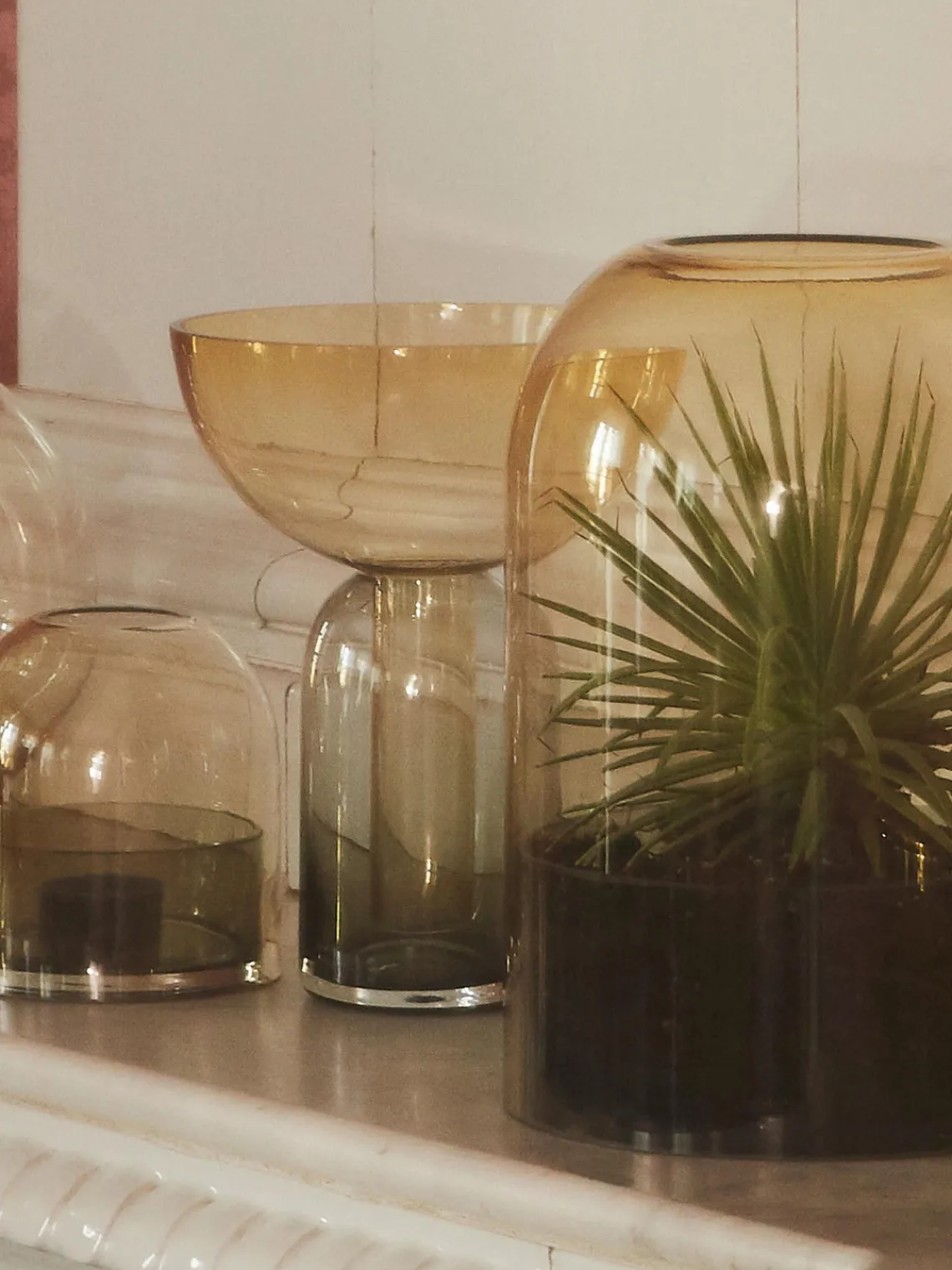 New AYTM Photophore en verre Tota Ocre, gris foncé, transparent
