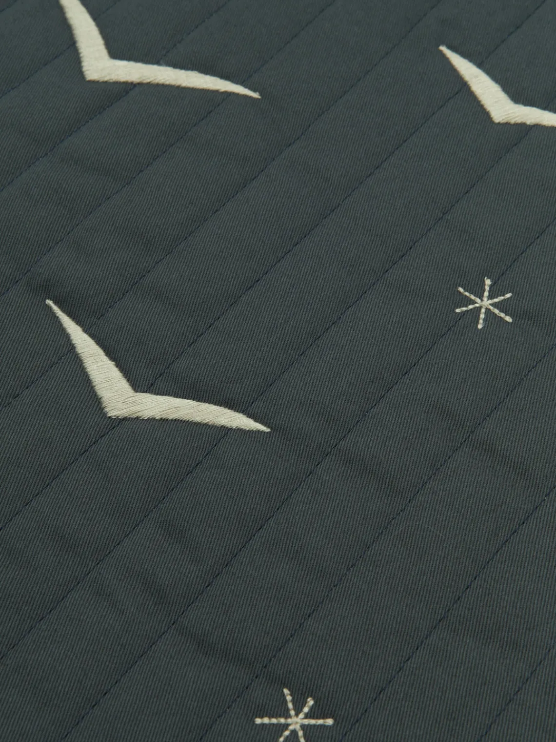 Online Nobodinoz Plaid en coton Arty Quilt Bleu foncé, blanc cassé, beige, motif ciel