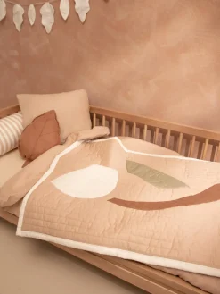 Hot Nobodinoz Plaid en coton Arty Quilt Pêche, motif tulipe