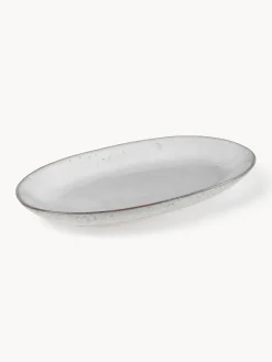 Clearance Broste Copenhagen Plat de service artisanal Nordic Sand, long. 30 cm Gris clair, chiné