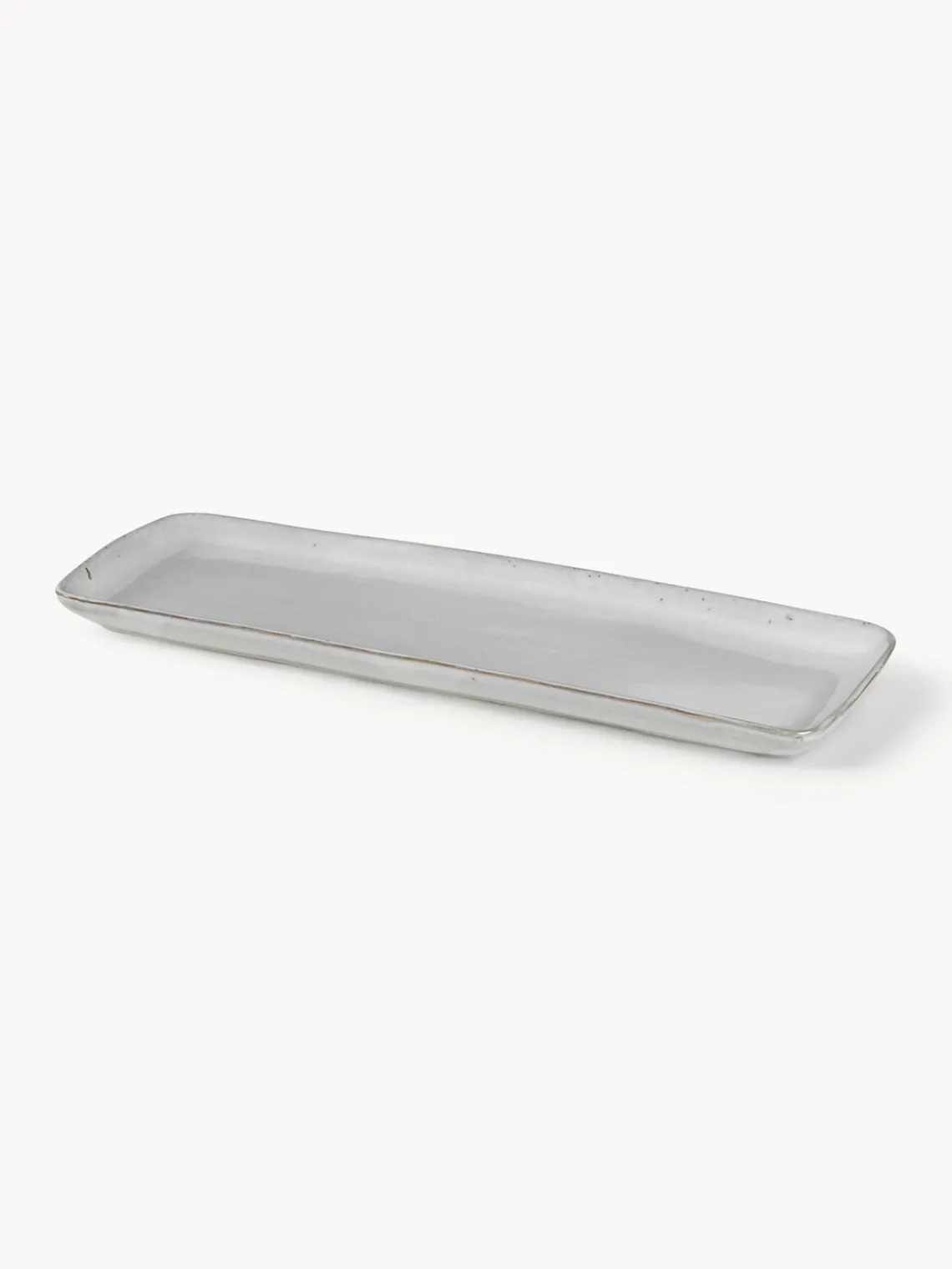 Online Broste Copenhagen Plat de service artisanal Nordic Sand, long. 35 cm Gris clair, chiné