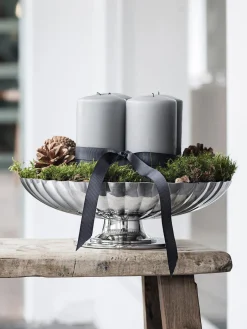 Hot GEORG JENSEN Plat de service en acier inoxydable strié Bernadotte