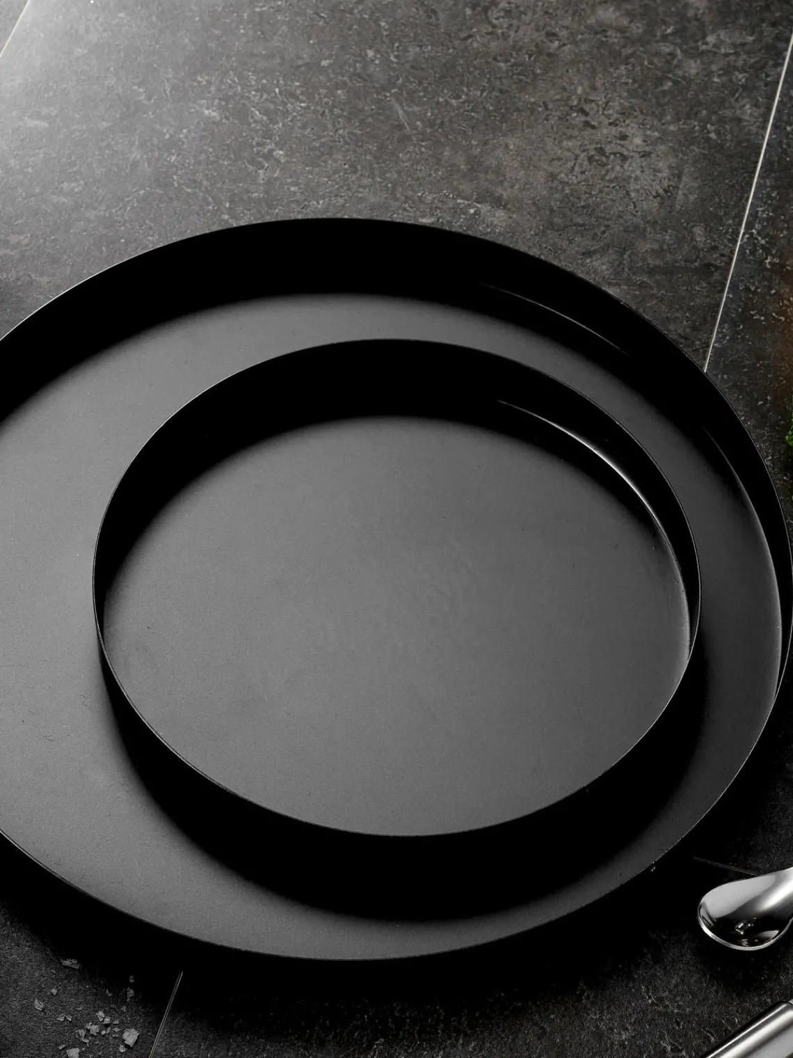 Fashion ladelle Plateaux de service ronds Aurora, 2 élém. Noir, mat