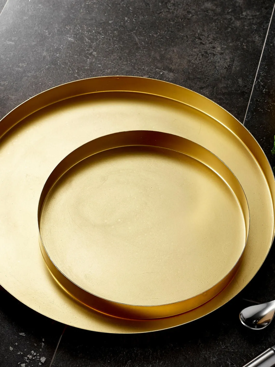 Sale ladelle Plateaux de service ronds Aurora, 2 élém. Doré