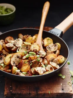Hot Staub Poêle à frire en fonte avec poignée en bois Wood