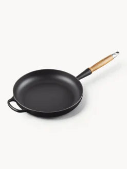Fashion LE CREUSET Poêle en fonte émaillée avec manche en bois Signature Collection Noir