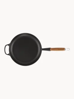 Fashion LE CREUSET Poêle en fonte émaillée avec manche en bois Signature Collection Noir