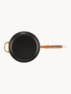 Best LE CREUSET Poêle en fonte émaillée avec manche en bois Signature Collection Orangé