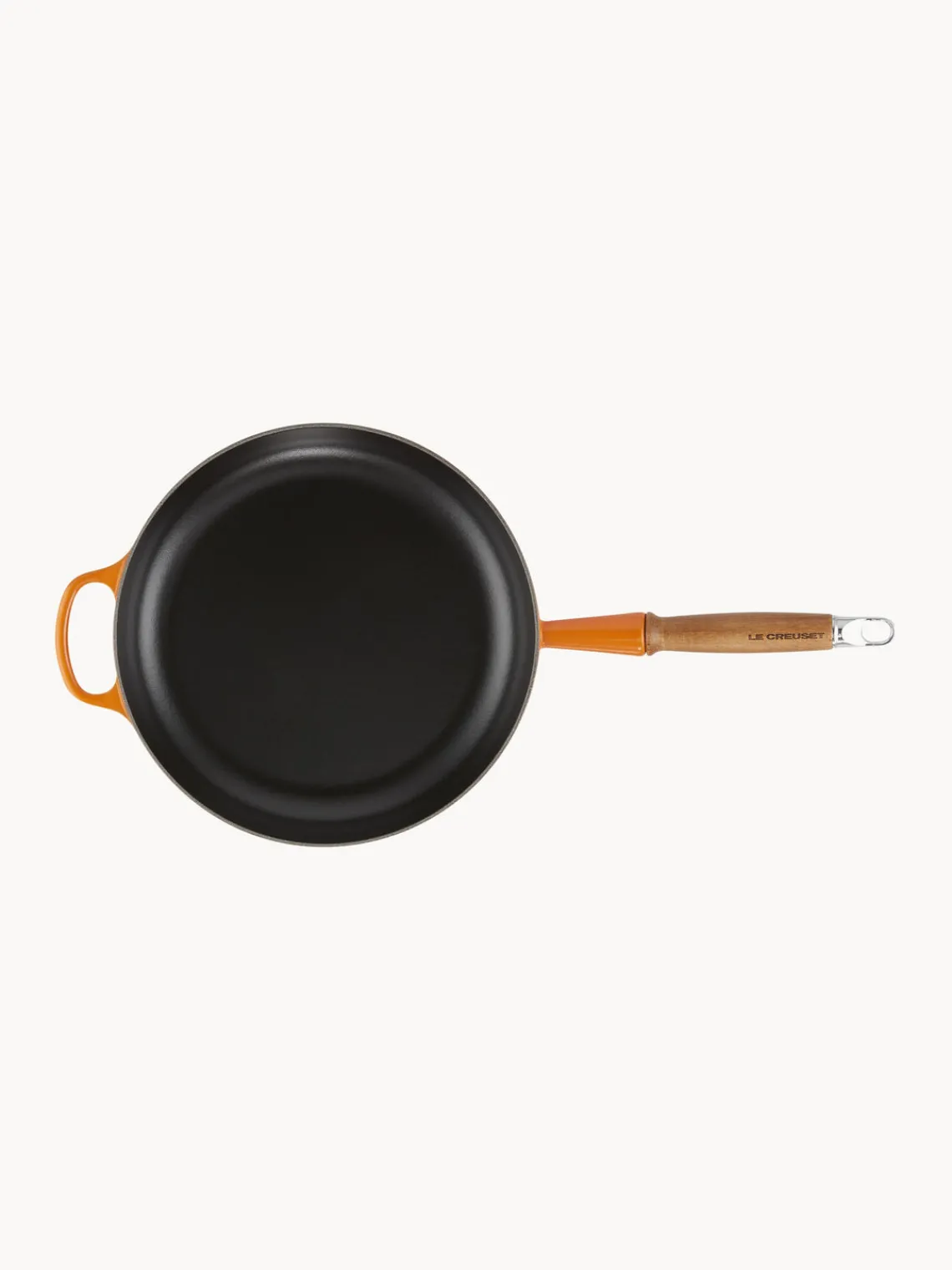 Best LE CREUSET Poêle en fonte émaillée avec manche en bois Signature Collection Orangé