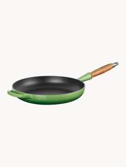 Sale LE CREUSET Poêle en fonte émaillée avec manche en bois Signature Collection Tons verts