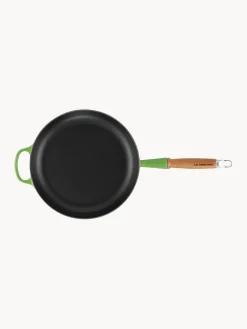 Sale LE CREUSET Poêle en fonte émaillée avec manche en bois Signature Collection Tons verts