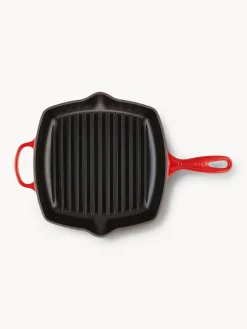 New LE CREUSET Poêle grill carrée en fonte émaillée Signature Collection Tons rouges