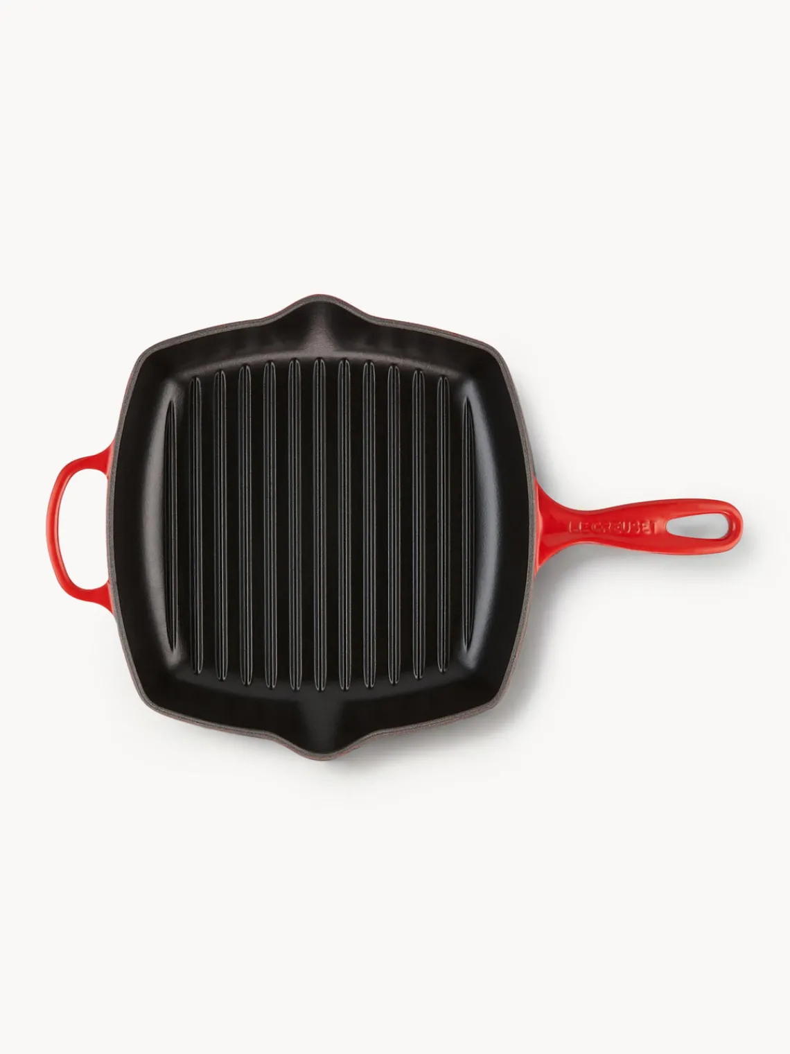 New LE CREUSET Poêle grill carrée en fonte émaillée Signature Collection Tons rouges