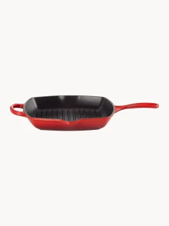 New LE CREUSET Poêle grill carrée en fonte émaillée Signature Collection Tons rouges
