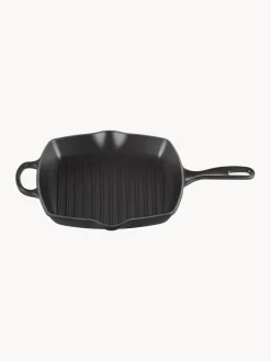 New LE CREUSET Poêle grill carrée en fonte émaillée Signature Collection Noir