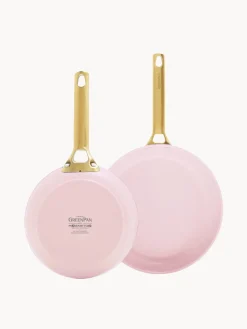 Hot GreenPan Poêles à frire avec revêtement antiadhésif Padova, 2 élém. Rose pâle, doré