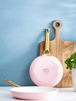 Hot GreenPan Poêles à frire avec revêtement antiadhésif Padova, 2 élém. Rose pâle, doré