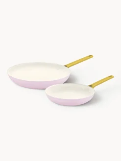 Hot GreenPan Poêles à frire avec revêtement antiadhésif Padova, 2 élém. Rose pâle, doré