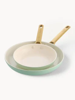 Best GreenPan Poêles à frire avec revêtement antiadhésif Padova, 2 élém. Vert menthe, doré