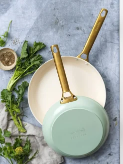 Best GreenPan Poêles à frire avec revêtement antiadhésif Padova, 2 élém. Vert menthe, doré