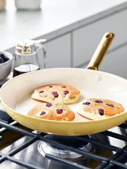 Discount GreenPan Poêles à frire avec revêtement antiadhésif Padova, 2 élém. Jaune soleil, blanc crème