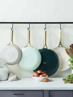 Fashion GreenPan Poêles à frire avec revêtement antiadhésif Shades, 3 élém. Taupe, vert menthe, vert foncé, doré