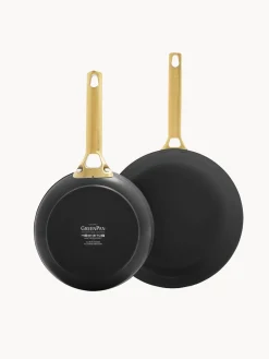 New GreenPan Poêles à frire avec revêtement antiadhésif Padova, 2 élém. Noir, doré