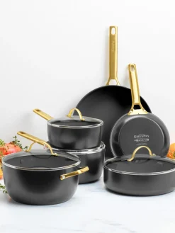 New GreenPan Poêles à frire avec revêtement antiadhésif Padova, 2 élém. Noir, doré