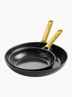 New GreenPan Poêles à frire avec revêtement antiadhésif Padova, 2 élém. Noir, doré