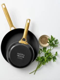 New GreenPan Poêles à frire avec revêtement antiadhésif Padova, 2 élém. Noir, doré