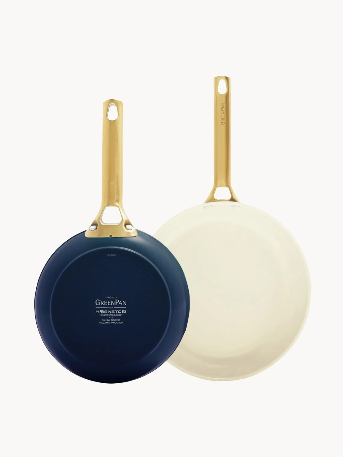 New GreenPan Poêles à frire avec revêtement antiadhésif Padova, 2 élém. Bleu foncé, blanc crème