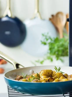 New GreenPan Poêles à frire avec revêtement antiadhésif Shades, 3 élém. Bleu foncé, bleu ciel, bleu pétrole, doré