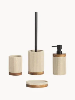 Sale ANDREA HOUSE Porte-brosses à dents Laura Beige clair, bois foncé