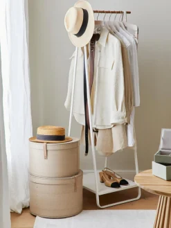 Best Yamazaki Porte-manteau en métal Tower Blanc, bois clair