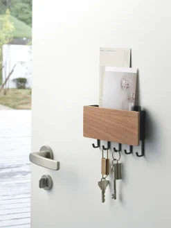Best Yamazaki Porte-manteau mural avec dos magnétique Rin Noir, bois foncé