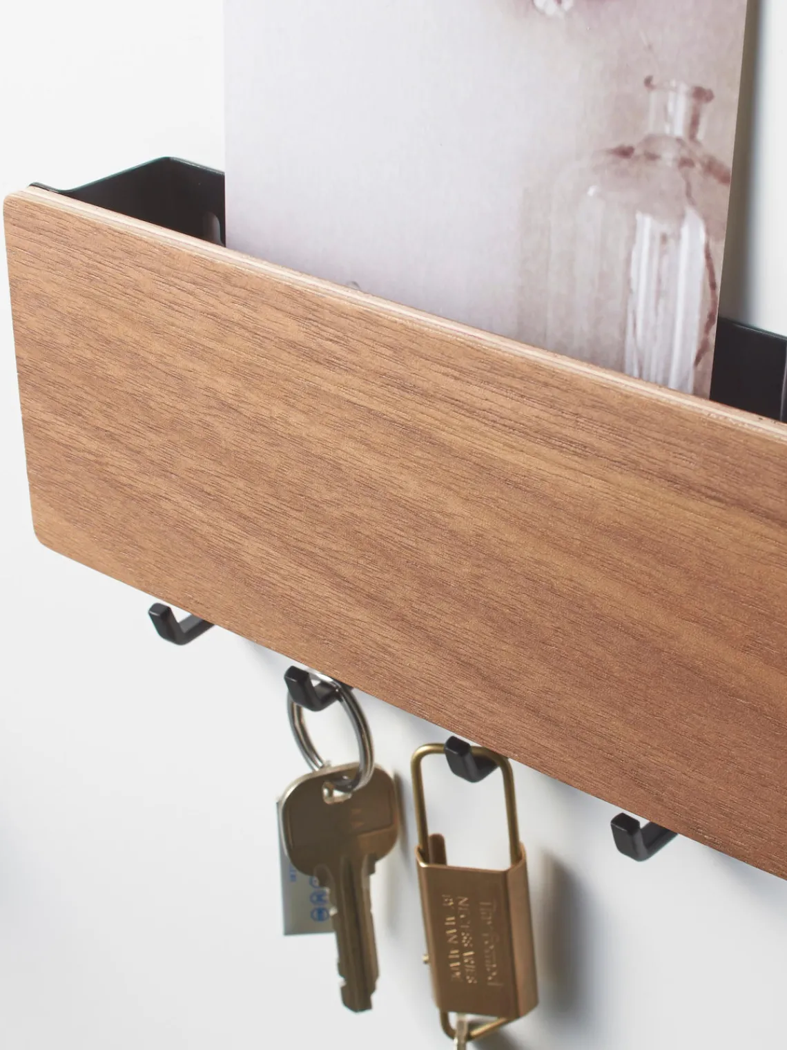 Best Yamazaki Porte-manteau mural avec dos magnétique Rin Noir, bois foncé