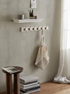 Online Nordal Porte-manteau mural en bois Edgy Blanc, doré