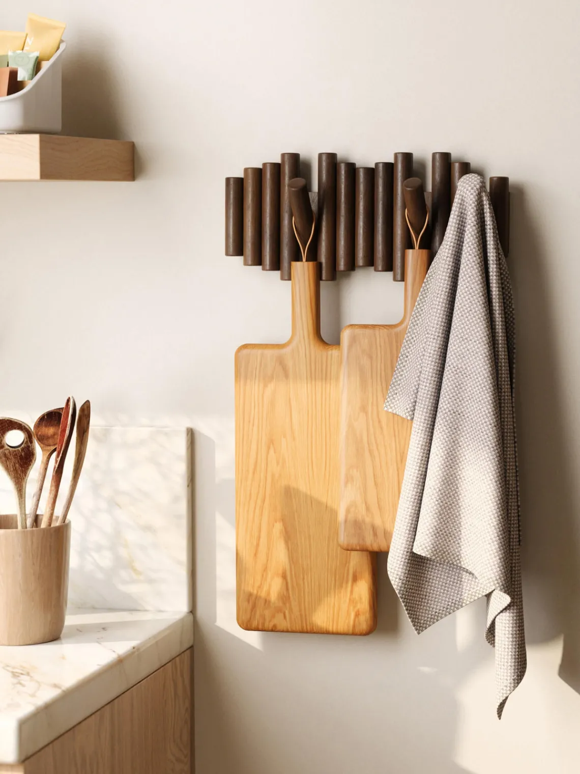 Fashion Umbra Porte-manteau Picket Bois de pin foncé