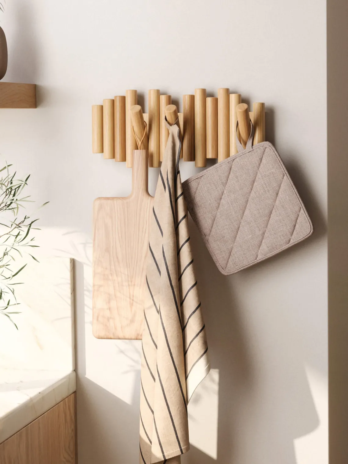 Hot Umbra Porte-manteau Picket Bois de pin, clair