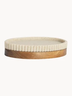 New ANDREA HOUSE Porte-savon ovale Laura Beige clair, bois foncé