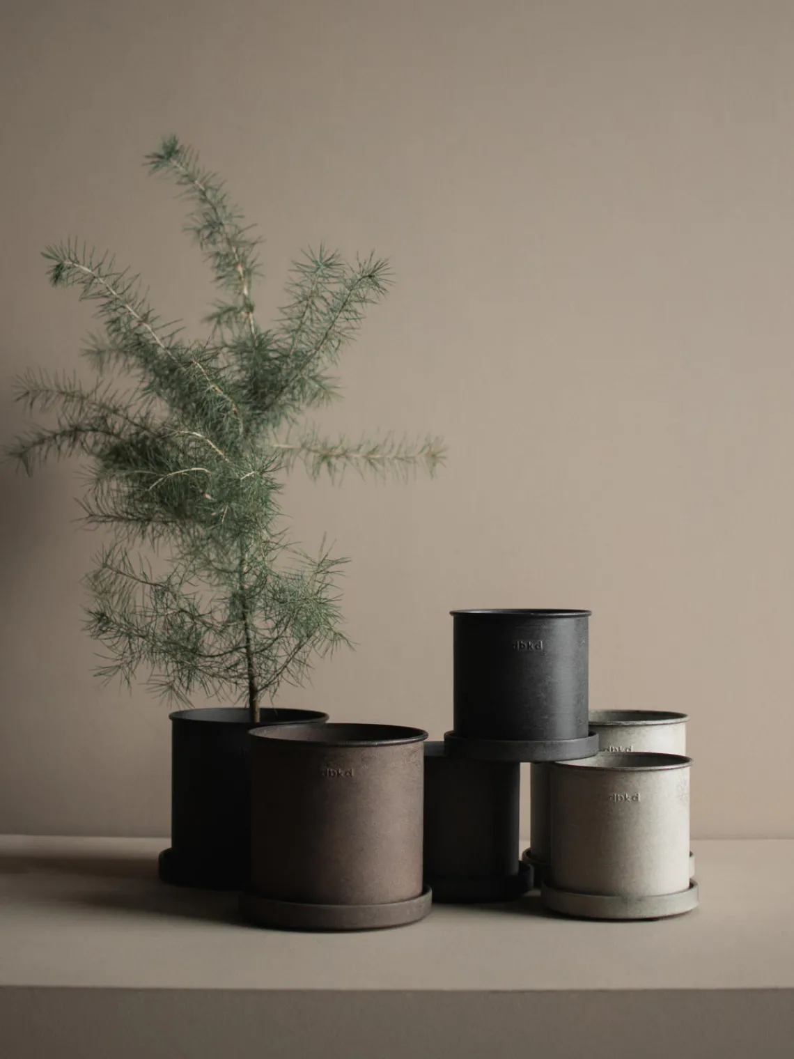Sale DBKD Pots de fleurs Plant, 2 élém. Taupe, chiné et mat