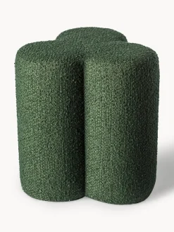 Outlet Pols Potten Pouf en bouclette Clover Bouclette vert foncé