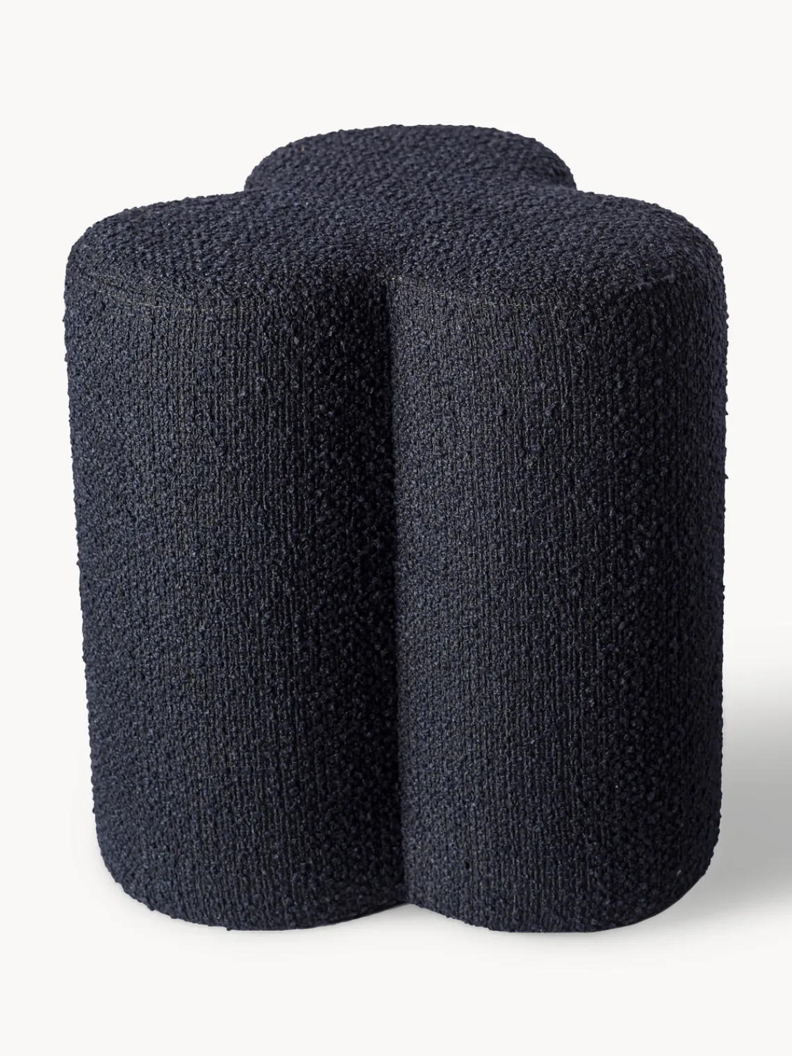 Best Pols Potten Pouf en bouclette Clover Bouclette bleu foncé