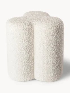Fashion Pols Potten Pouf en bouclette Clover Bouclette blanc cassé